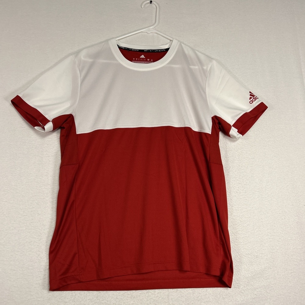 Adidas Team Sports T-Shirt Mens Large Red White AJ8778 Short Sleeve Soccer